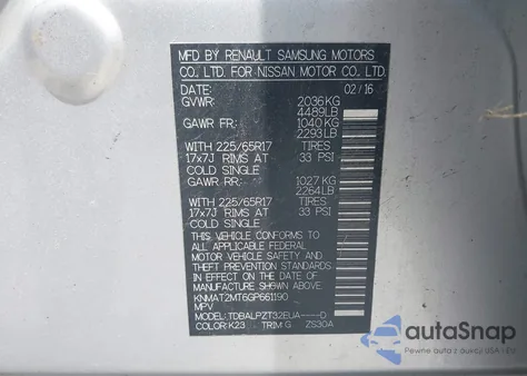 2016 Nissan Rogue S из США, поврежденный, VIN KNMAT2MT6GP661190